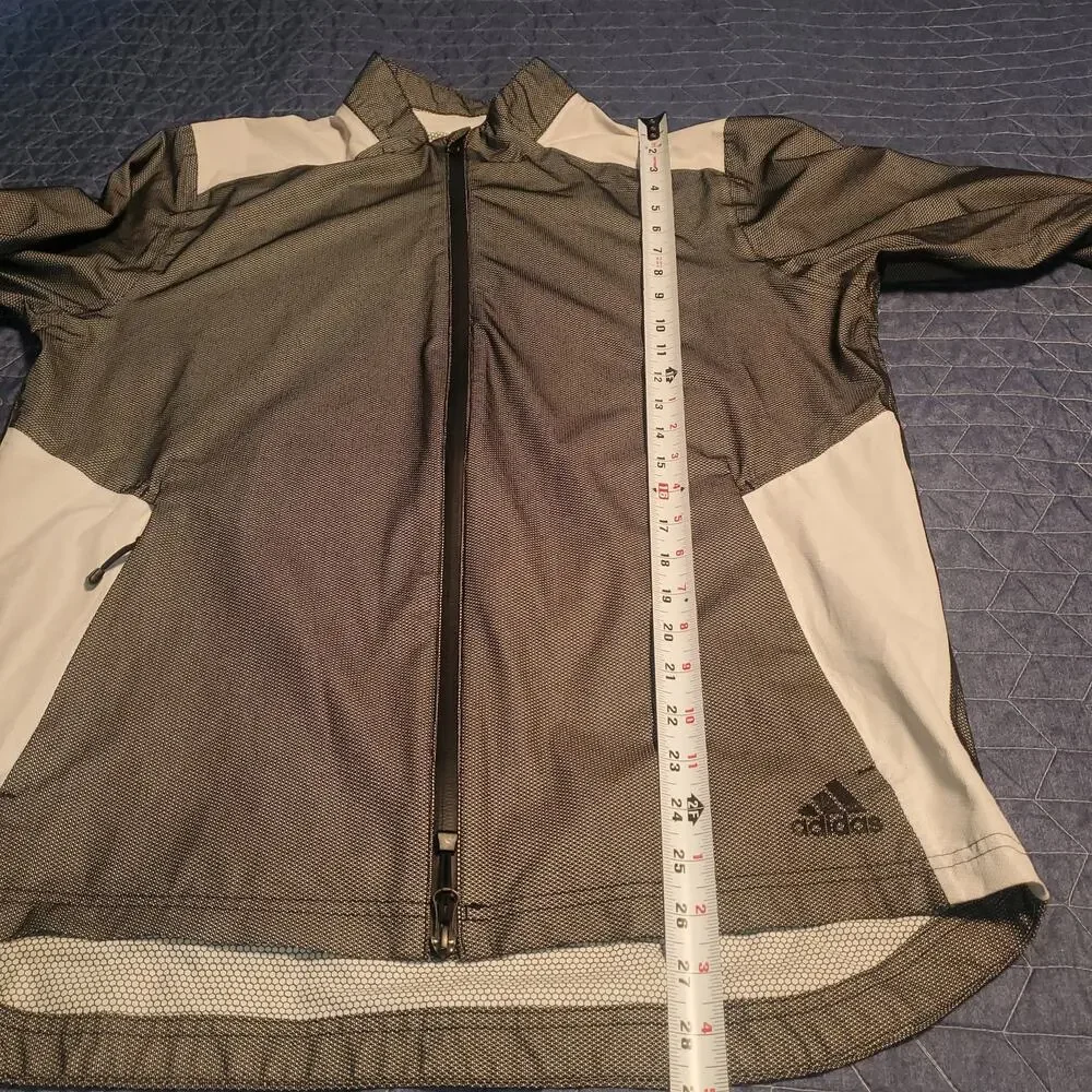 adidas RAIN.RDY Mens Golf Rain Jacket Size M Gray Black White Waterproof NO HOOD